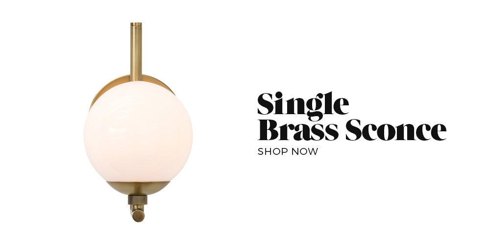 Single Brass Sconce - Get The Look Modern Mystic Bedroom - Black Rooster Decor