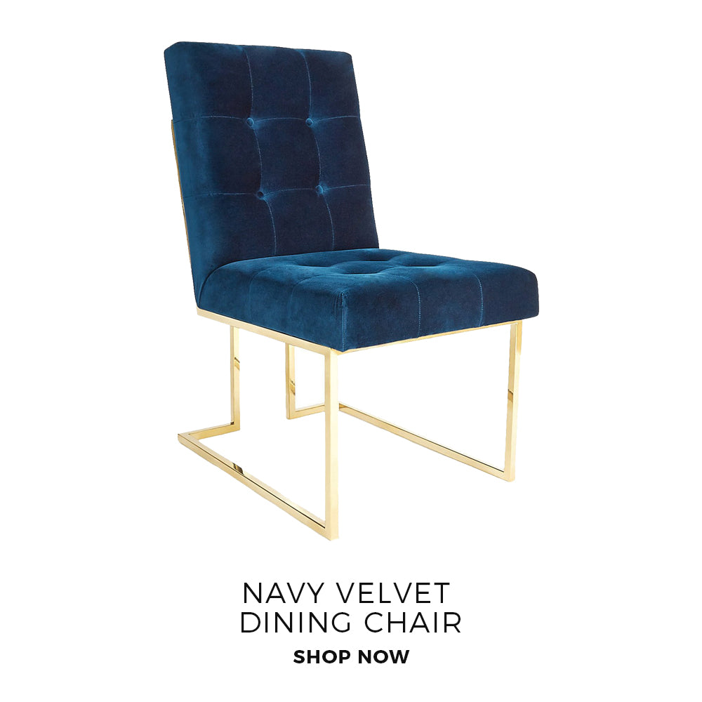 Black Rooster Decor - House & Home - Navy Velvet Dining Chair - Jonathan Aller