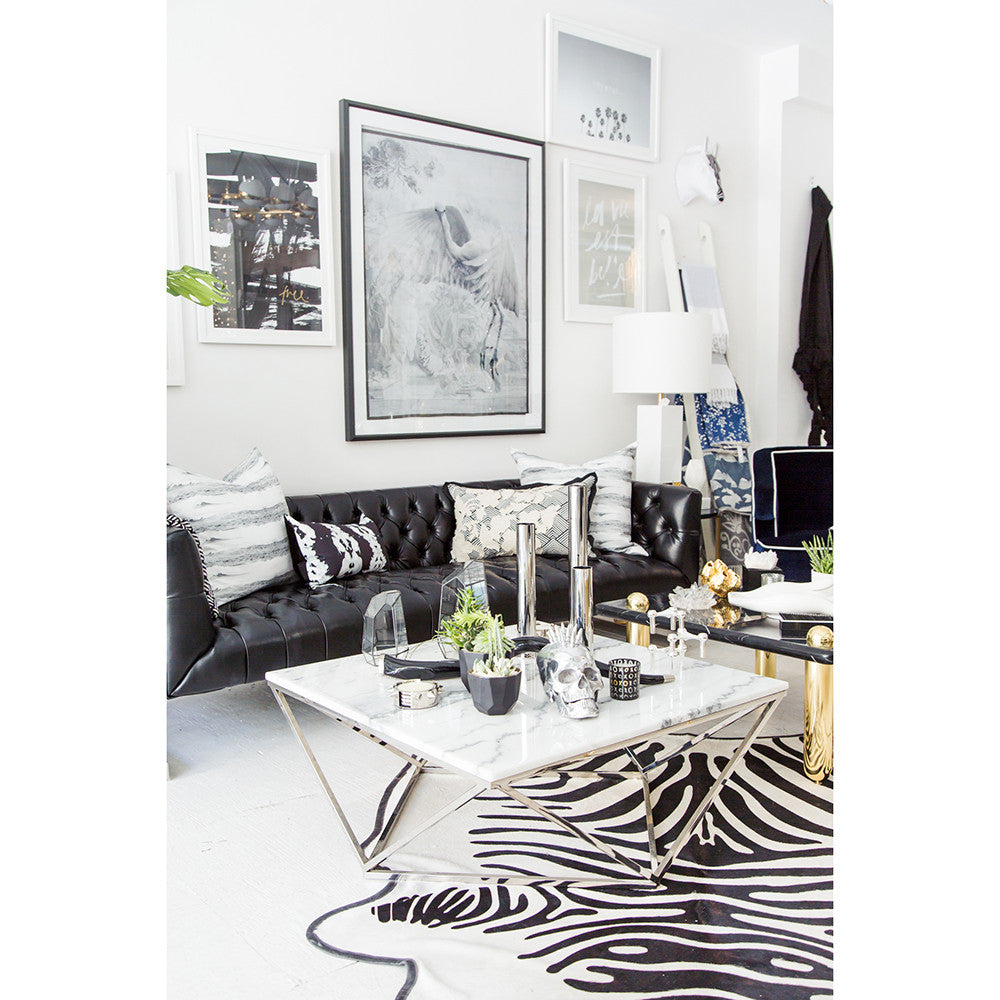 Zebra With Leather Trim Cowhide Black Rooster Decor