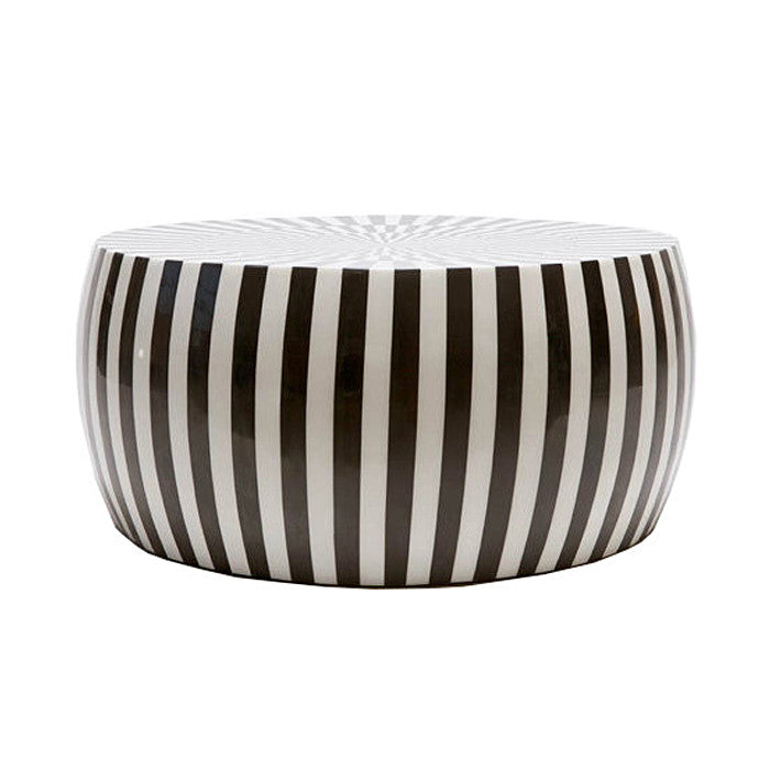 black and white striped end table