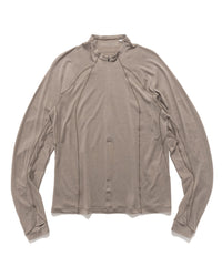 Wool Half Zip L/S T-Shirt Grey Beige