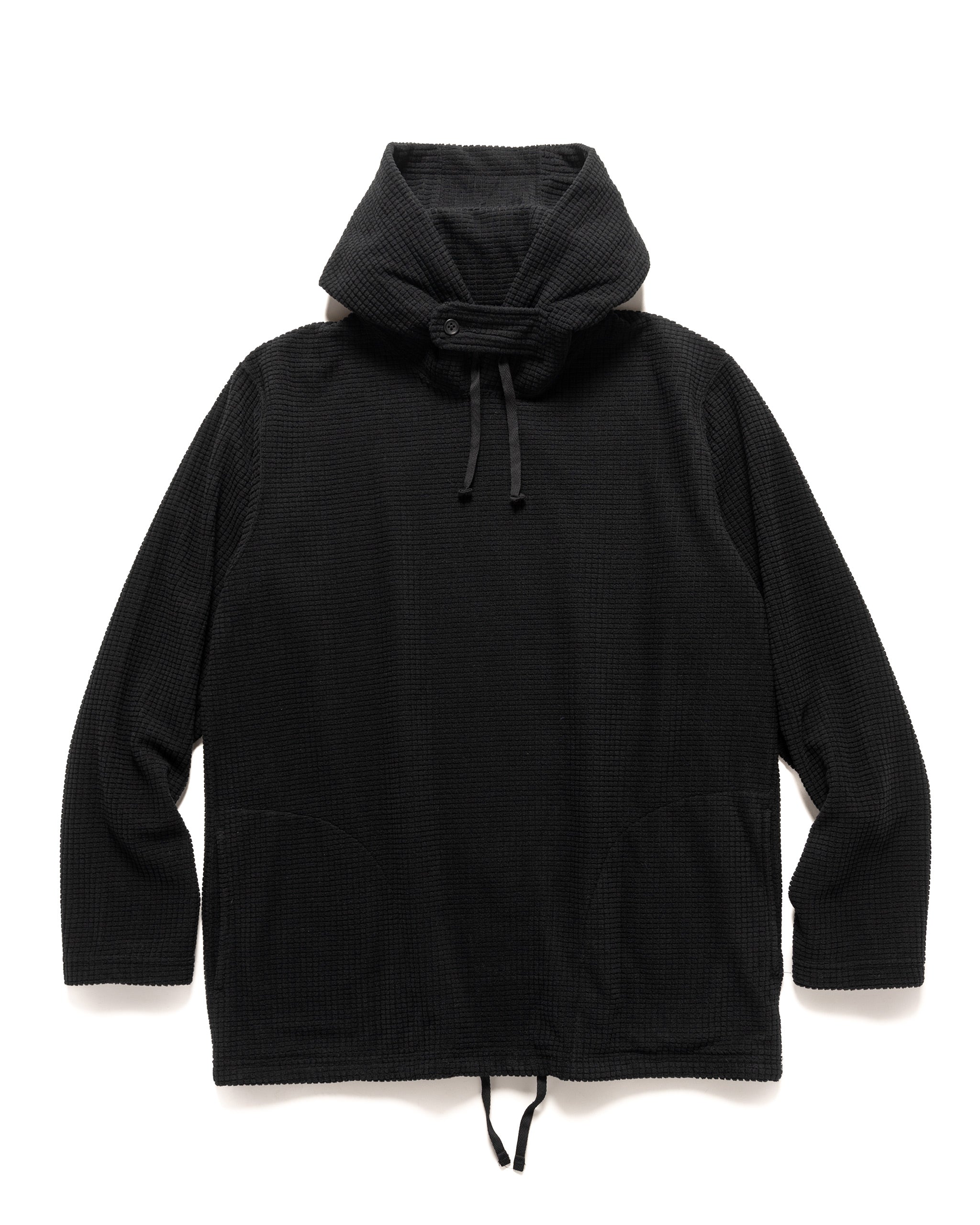 Long Sleeve Hoody Polyester Waffle Black