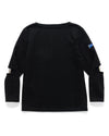 16/- Densed Jersey Elbow-Rip Boatneck Long Sleeve T Black