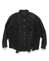 Flannel Shirt -> 7 Cuts Wide Shirt / Over Dye Black