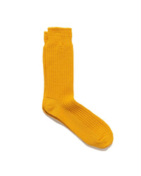 Cotton Waffle Crew Socks Mustard