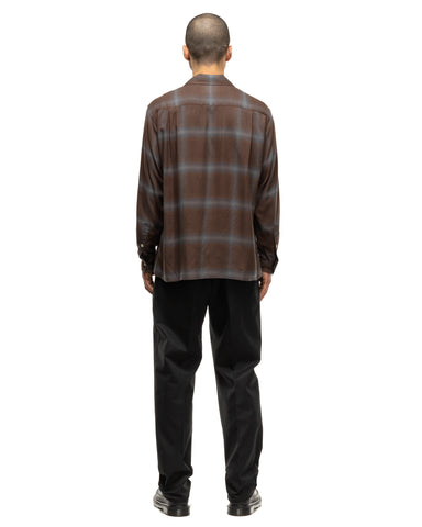 Ombre Check Open Collar Shirt L/S ( Type-1 ) Brown | HAVEN