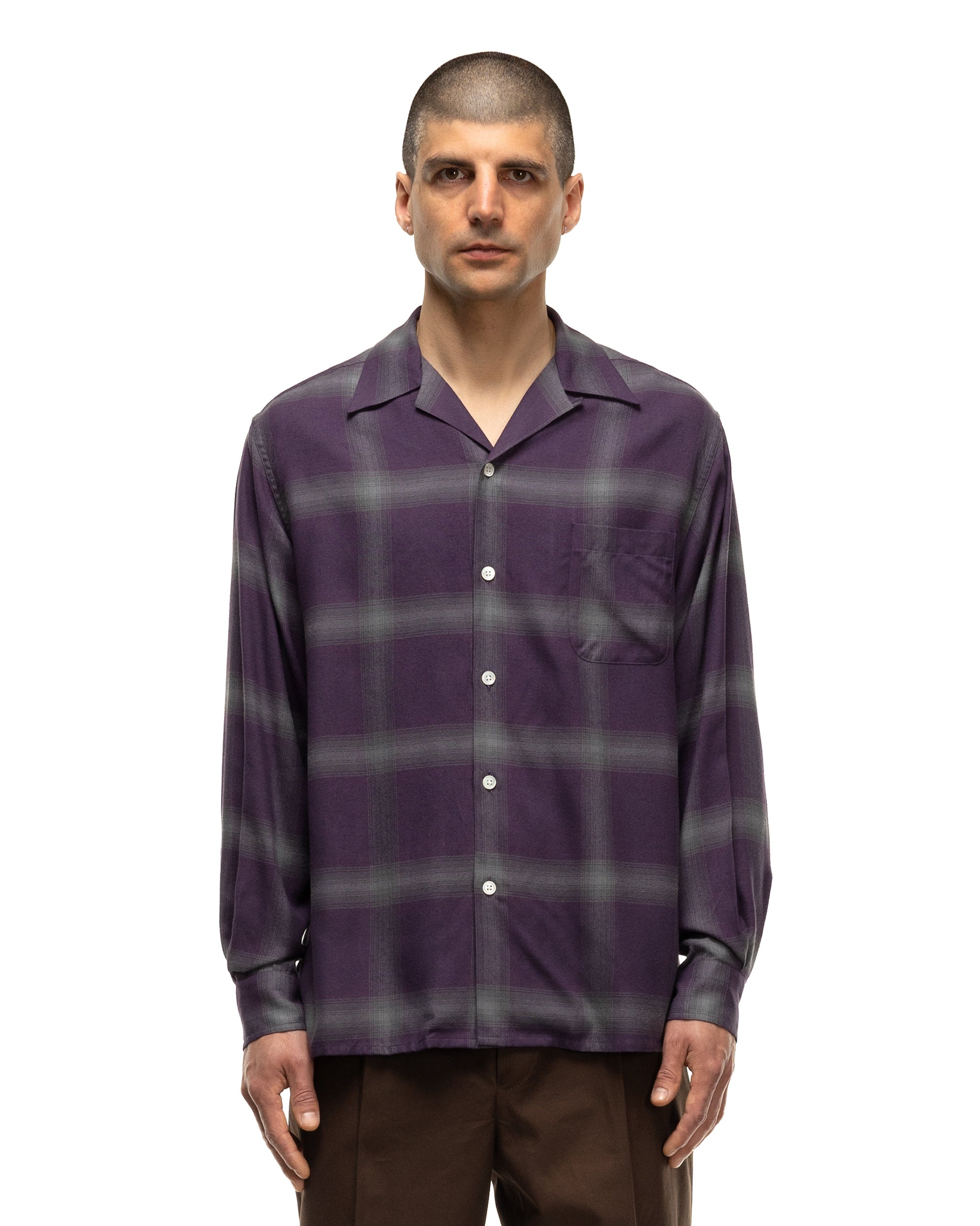 WACKOMARIA OMBRECHECK OPEN COLLAR SHIRT - www.bestwesternplusaccra.com