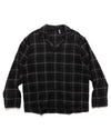Open Collar Shirt Jacket Black Plaid