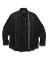 Rebuild by Needles Flannel Shirt -> Ribbon Shirt / Over Dye Black