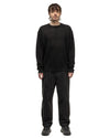 Linen Mesh Oversized Crew Neck Knit Black