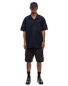 Officer S/S Shirt Cotton Typewriter Navy - HAVEN