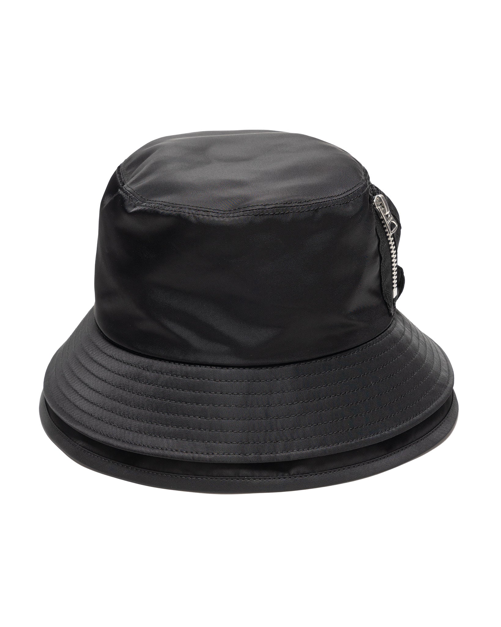 Pocket Double Brim Hat / Nylon Twill Black | HAVEN