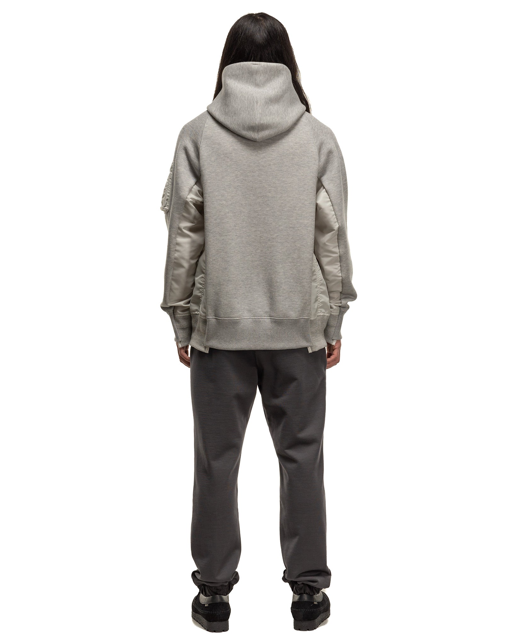 Sacai - Sponge Sweat x Nylon Twill Hoodie Light Grey