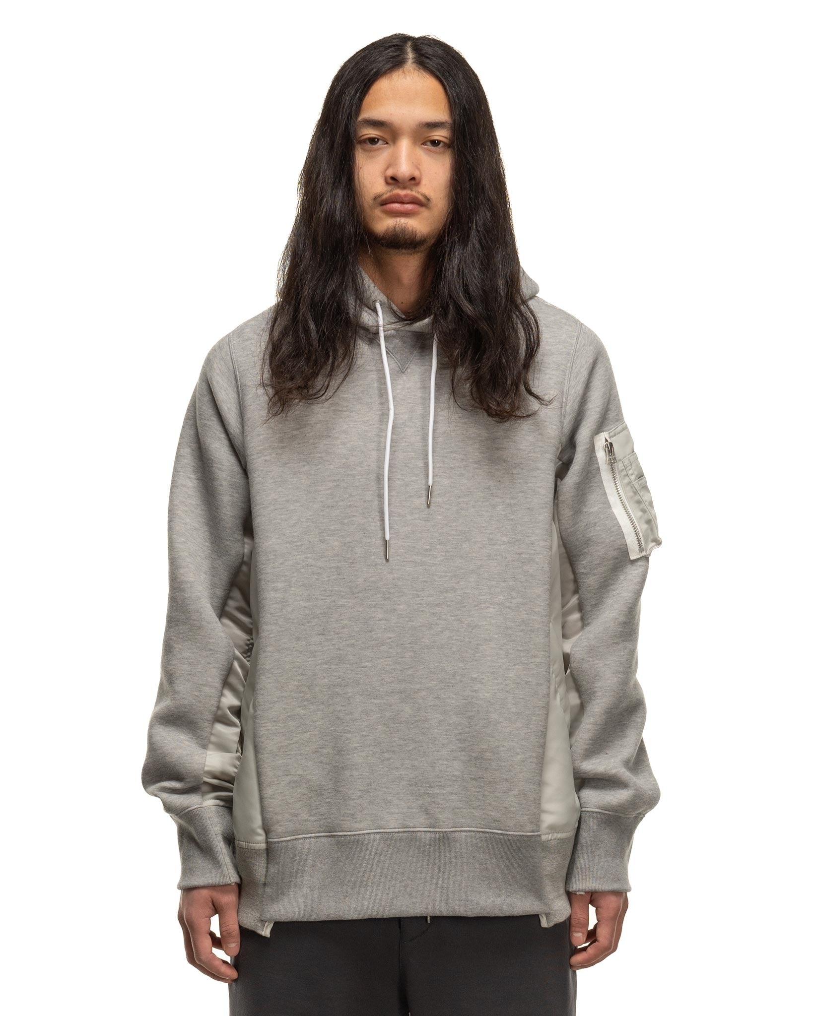 Sponge Sweat x Nylon Twill Hoodie Light Grey