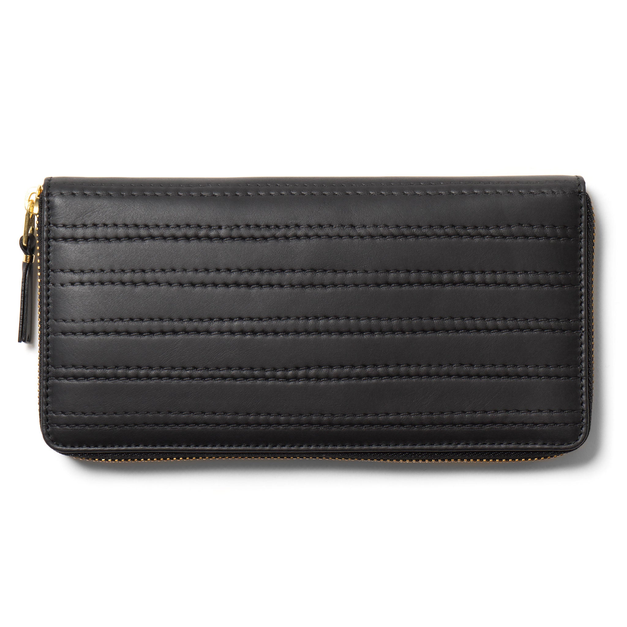 Embossed Stitch Line Long Wallet Black – HAVEN