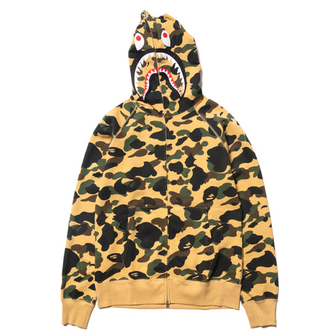 bape shark full zip hoodie camo hood black