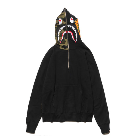 bape half zip shark hoodie