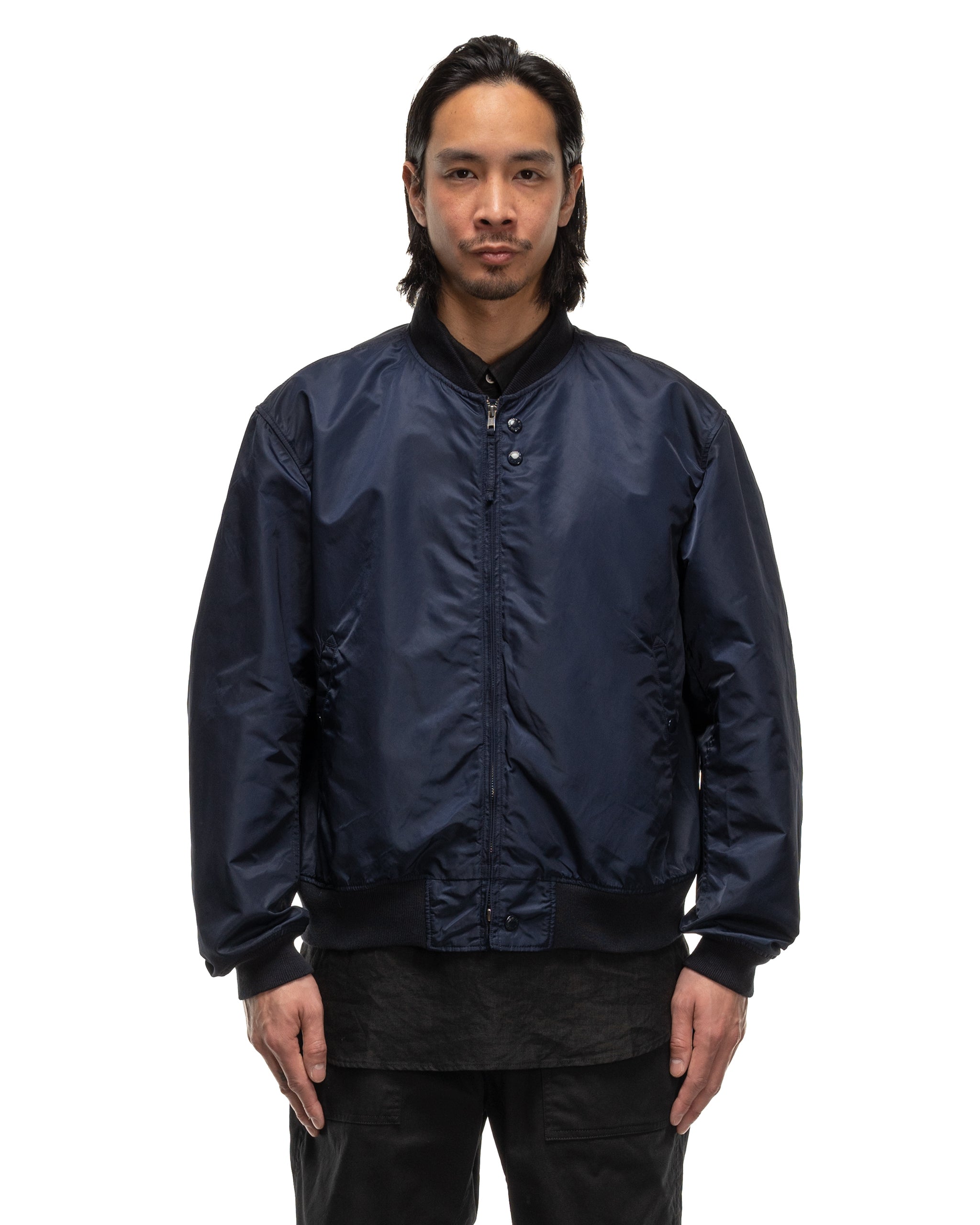 Aviator Jacket Flight Satin Nylon Navy | HAVEN