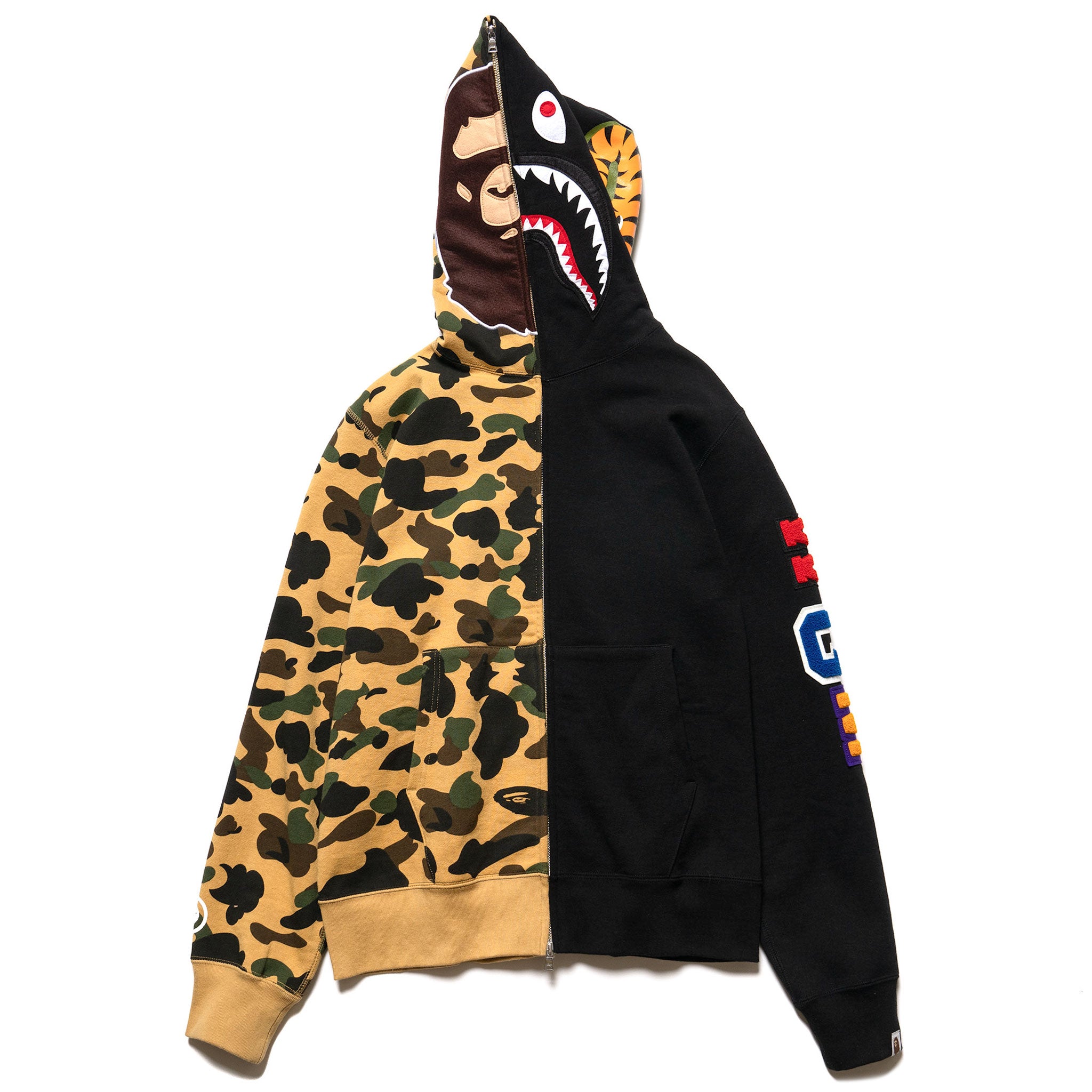 1st Camo 2nd Ape Shark Half Full Zip Hoodie Yellow Haven