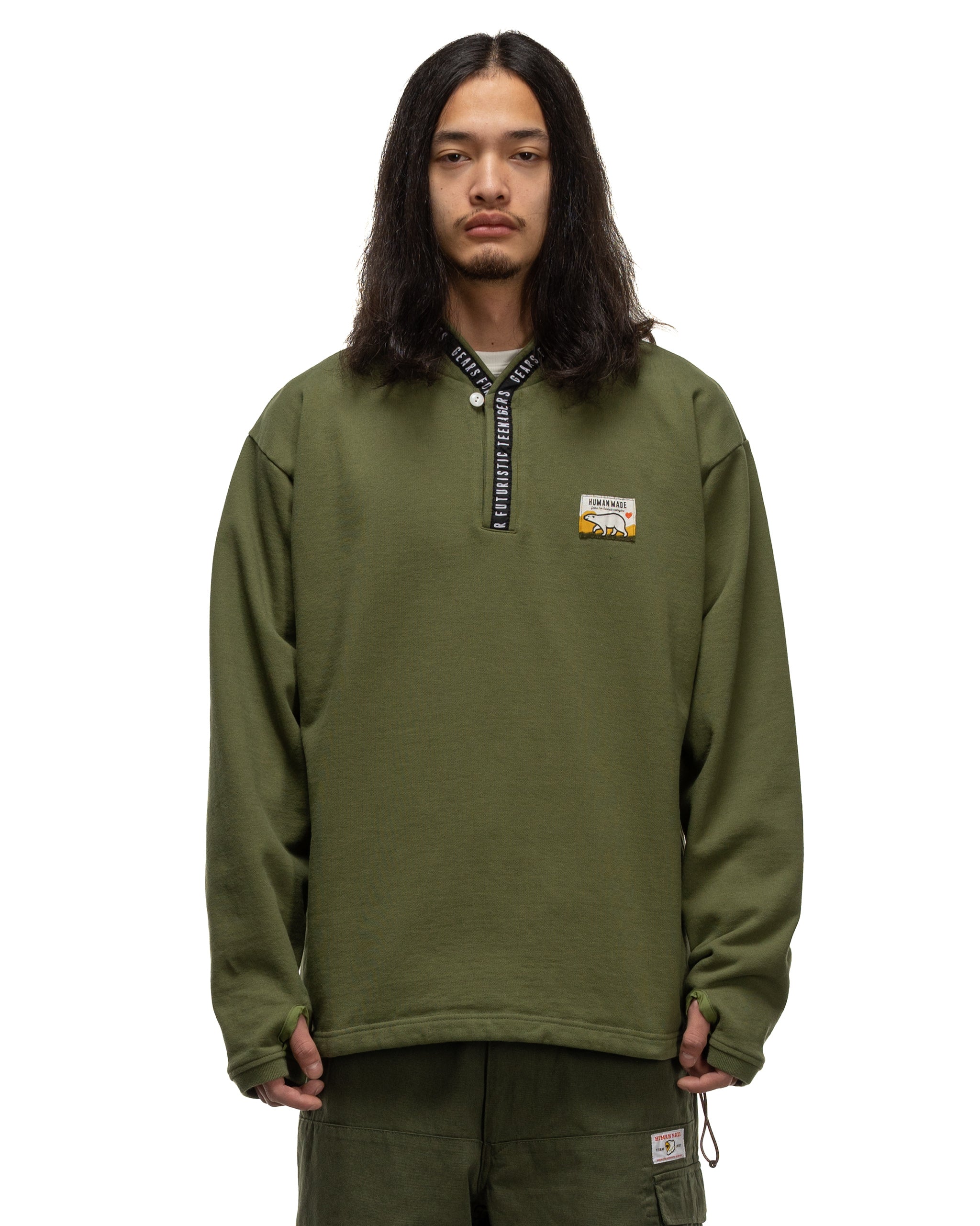 Stand Collar Sweatshirt Olive Drab