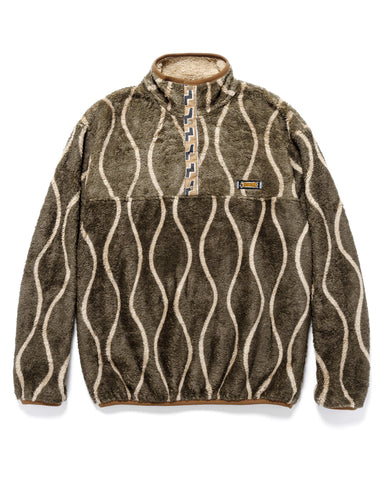 DRUNK STRIPE Fleece Pullover Khaki | HAVEN