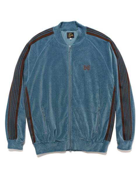 R.C. Track Jacket - C/PE Velour Blue Gray