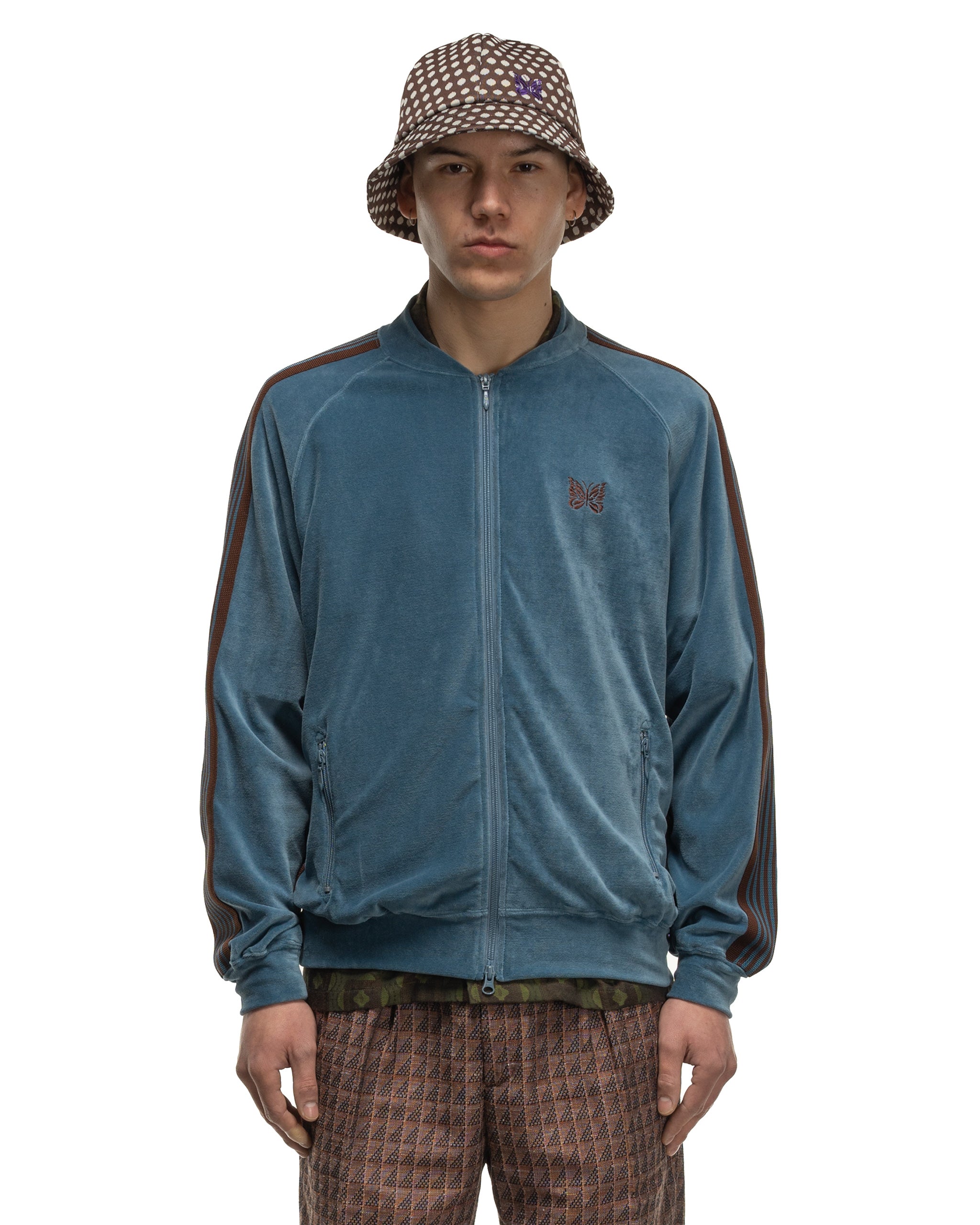 R.C. Track Jacket - C/PE Velour Blue Gray