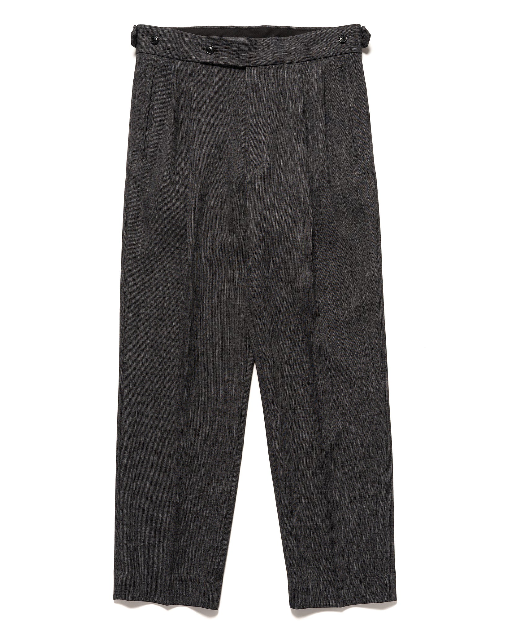 Tucked Side Tab Trouser - Poly Chambray Charcoal