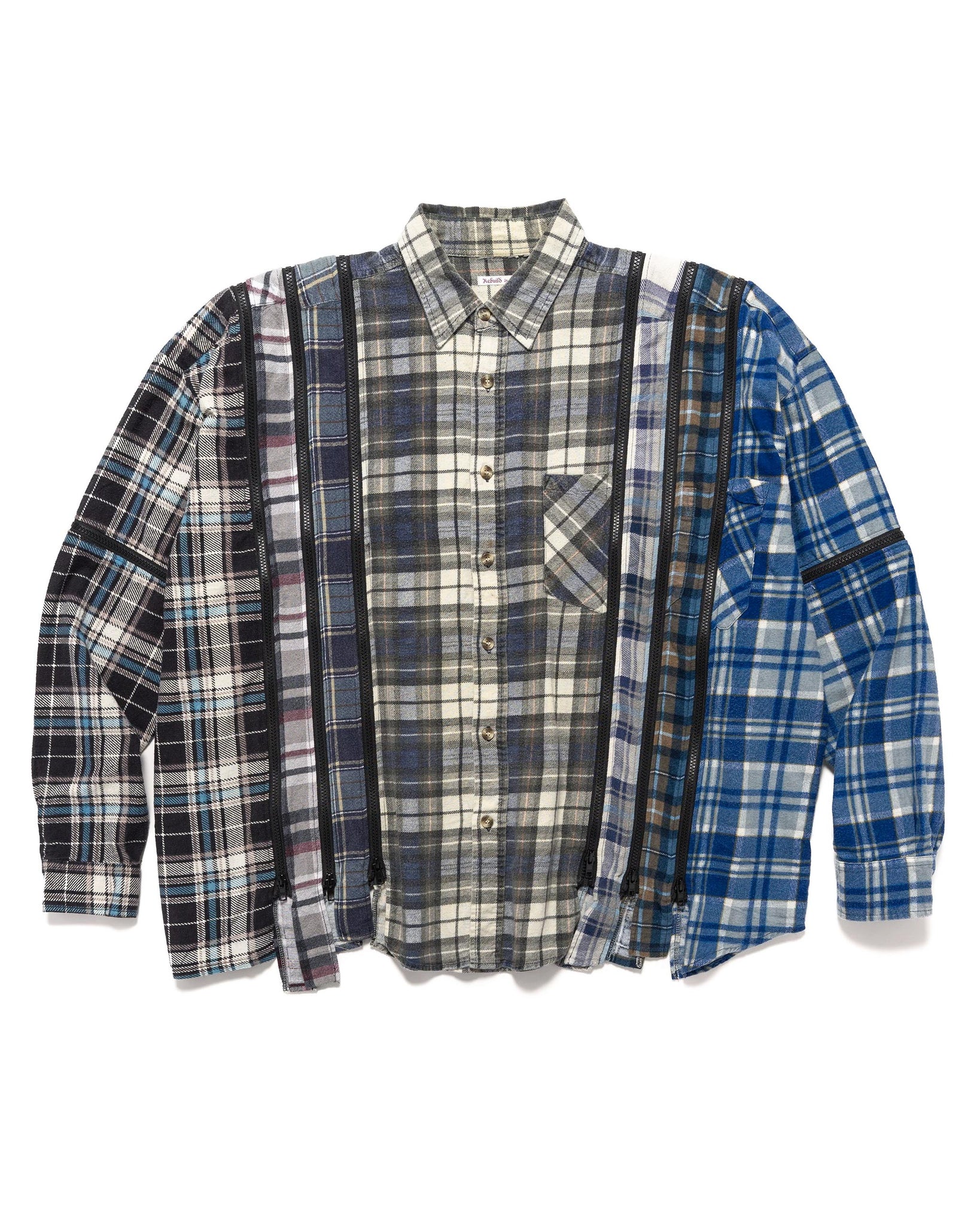 Flannel Shirt -> 7 Cuts Zipped Wide Shirt