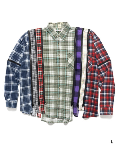 Flannel Shirt -> 7 Cuts Zipped Wide Shirt | HAVEN