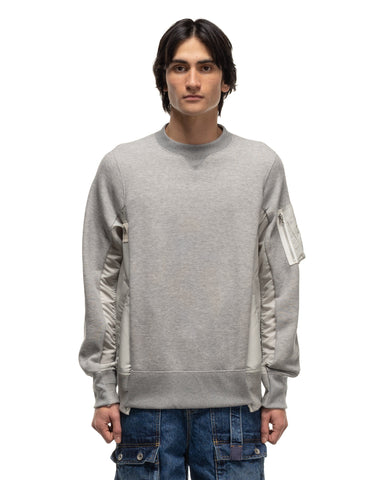 Sponge Sweat x Nylon Twill MA-1 Pullover Crewneck Light Gray | HAVEN