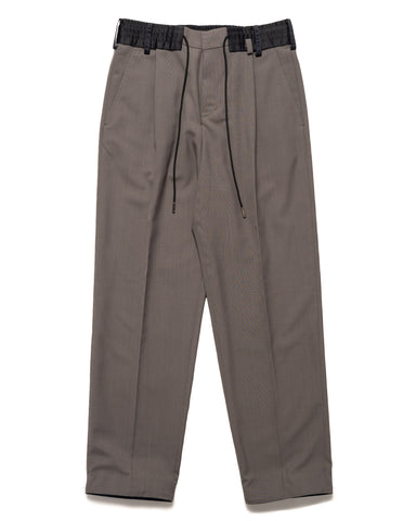 Allen Grey Wool Herringbone Flannel Drawstring Dress Pant