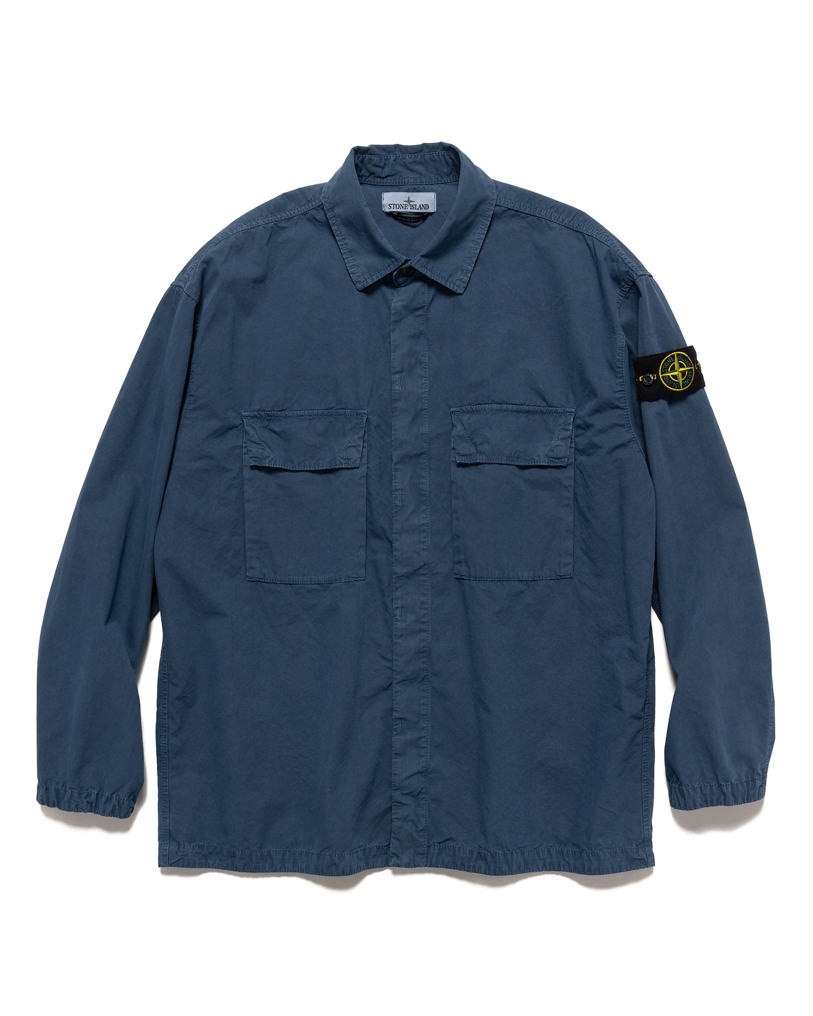 'Old Effect' Brushed Cotton BD Shirt Jacket Dark Blue