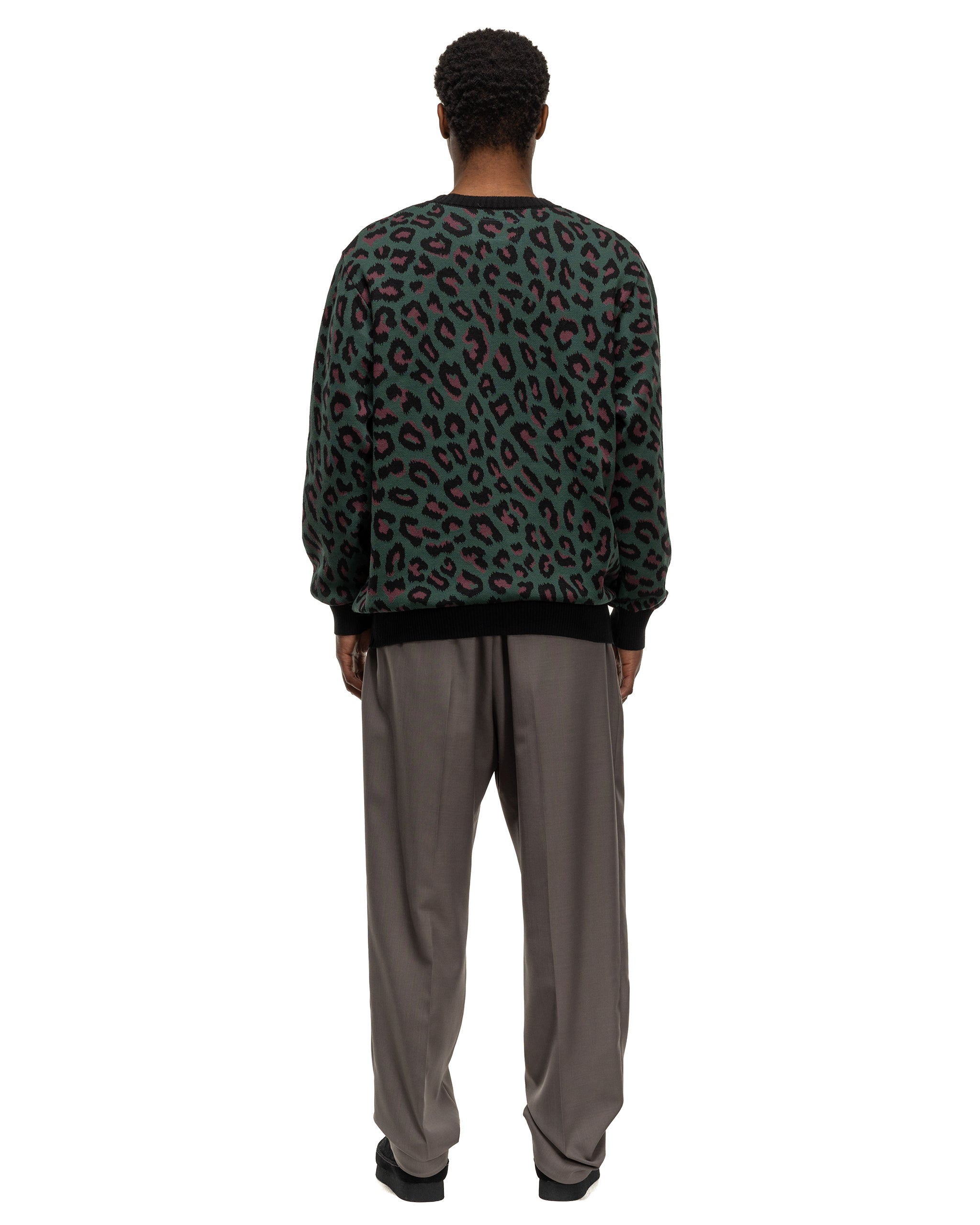 Leopard Jacquard Sweater Green