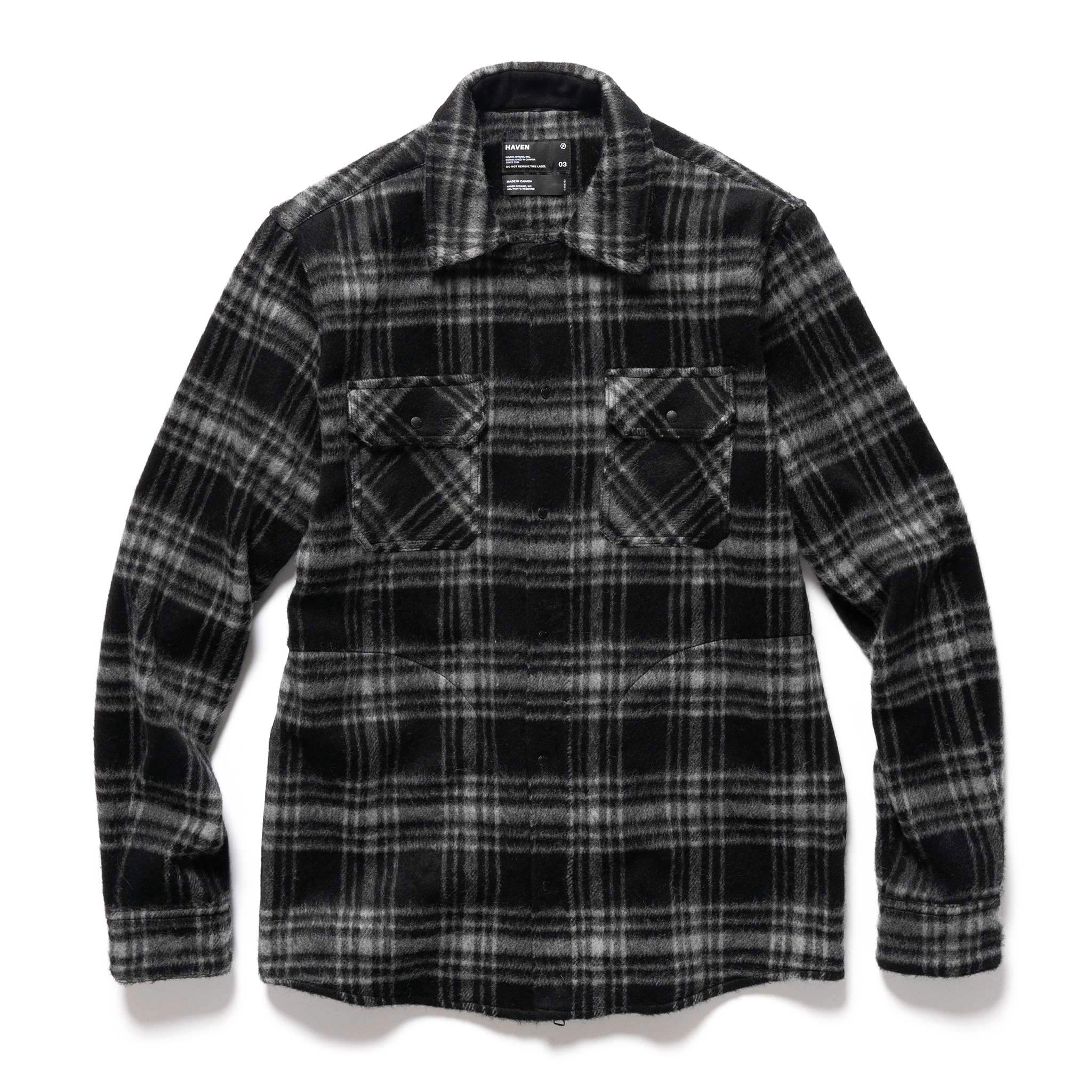 Woodland Zip  Shirt  Wool Flannel  Black HAVEN