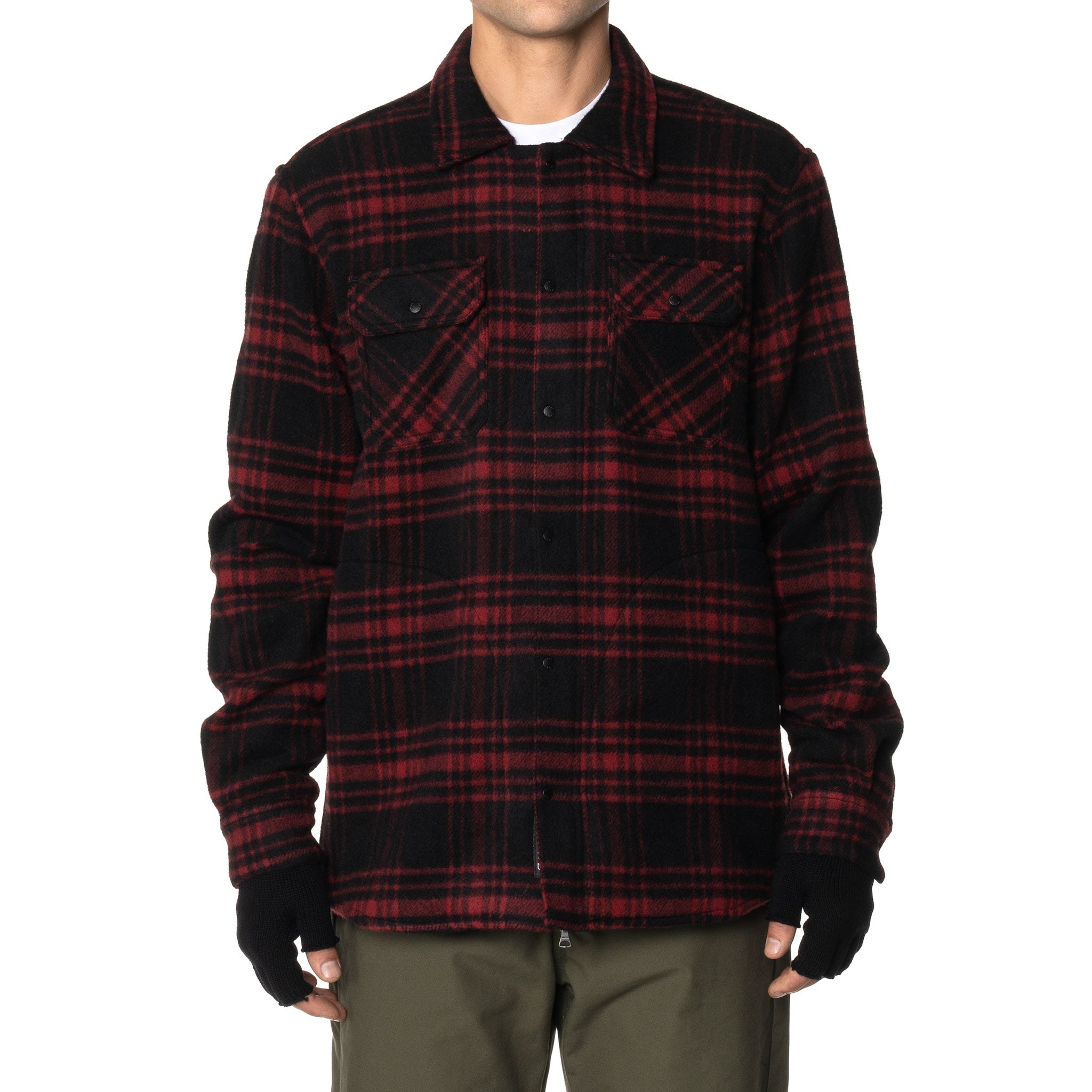 Woodland Zip  Shirt  Wool Flannel  Red HAVEN