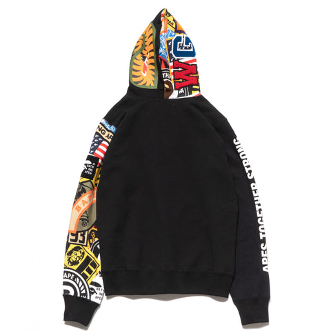 bape patched shark full zip hoodie