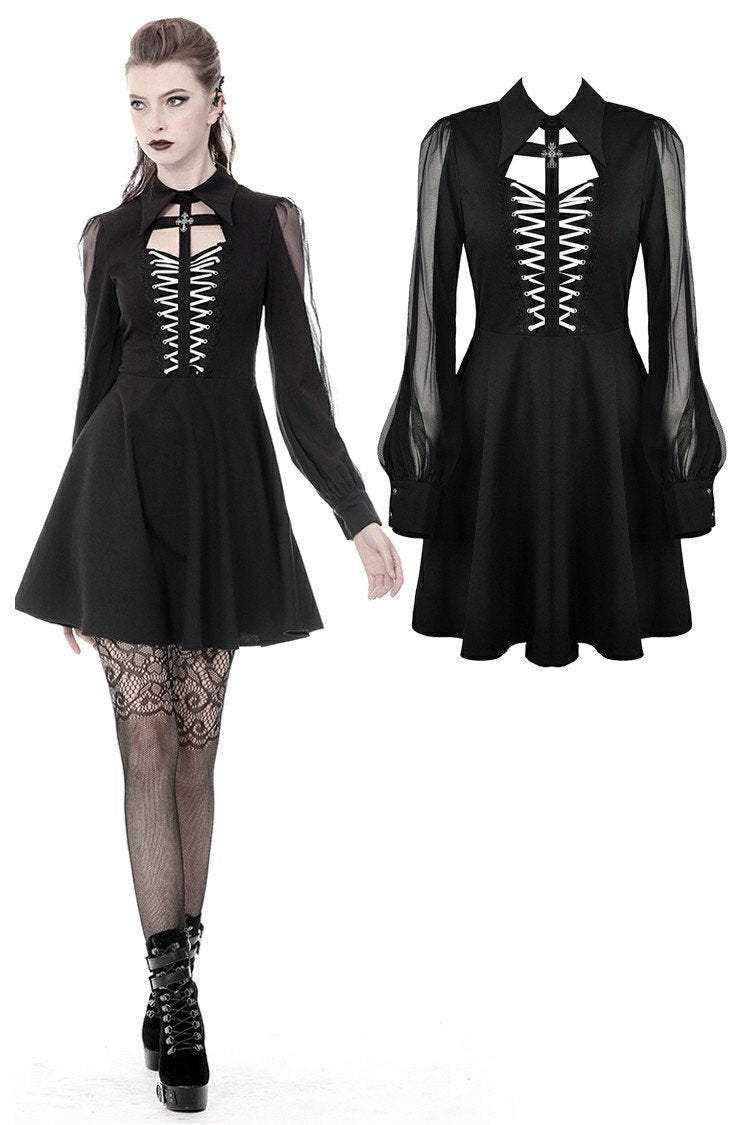 Gothic coffin and cross front long sleeves dress DW378 – DARK IN LOVE