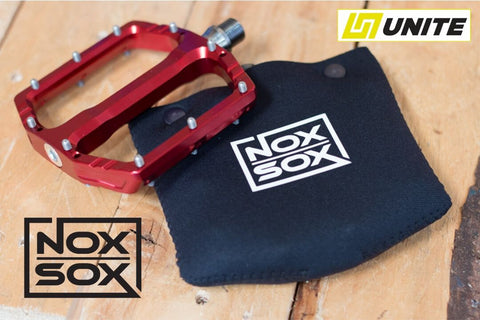 Unite flat pedal and a large Nox Sox pedal cover