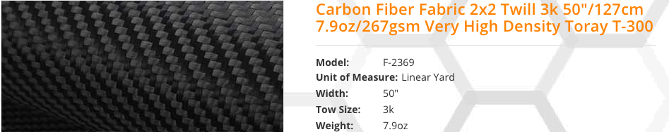 Carbon Fiber/Yellow Kevlar Fabric Dogbone (I/H) Weave 3k/1500d 50/127cm  5.96oz/202gsm - 50 x 36