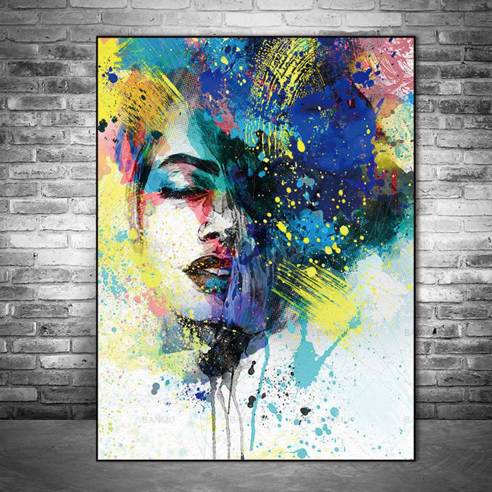 Modern Abstract Colourful Canvas Print Vibrant Woman Portrait Unframed Art By The Bay 2845