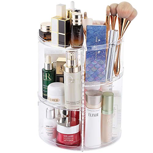 360 Rotating Makeup Organizer and Storage, COOLBEAR Spinning Cosmetic  Organizer with 6 Adjustable Layers, Fits Skincare, Perfume, Clear Acrylic 