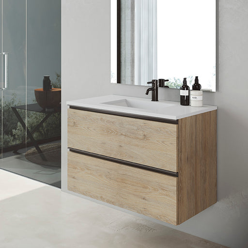 Mueble de Baño en KIT (sin lavabo) serie HOLA ancho 60cm dos cajones Roble  fondo estándar 45cm