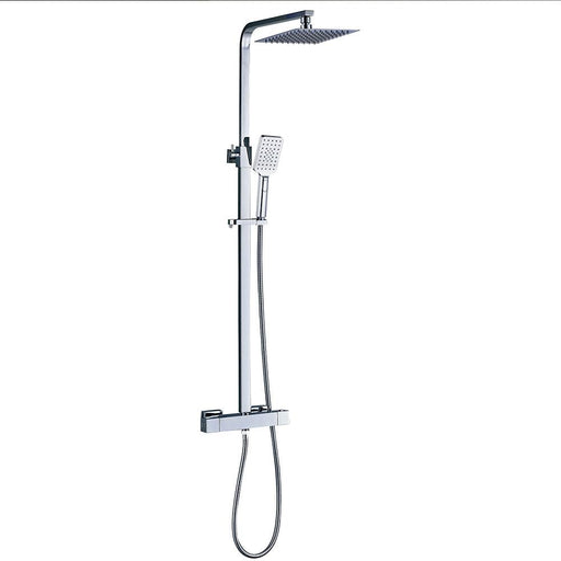 Columna de ducha termostática CON CAÑO Quad. Con tubo redondo extensible de  80 a 120 cm. con desviador integrado – Llavisan