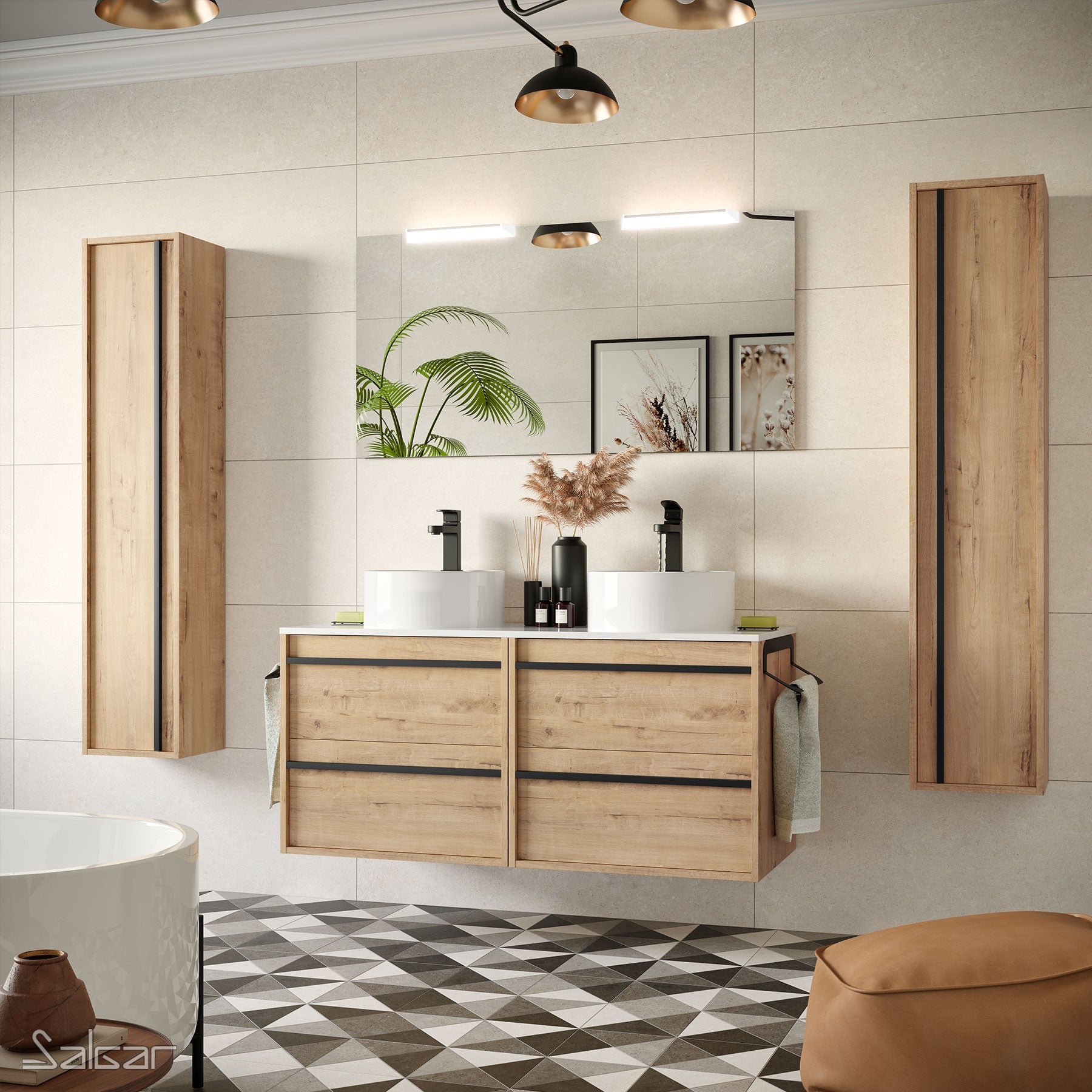 SALGAR ATTILA Mueble+Lavabo Roble Ostippo — Bañoidea