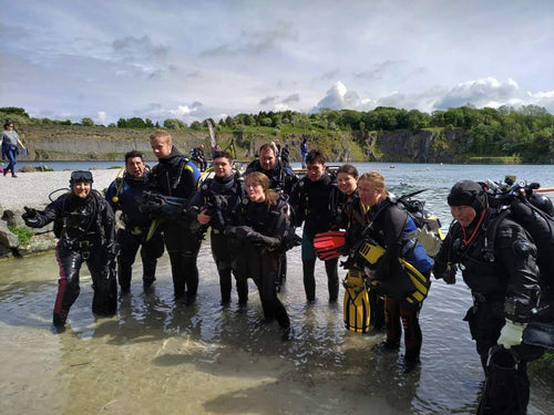 Group of diving students having fun