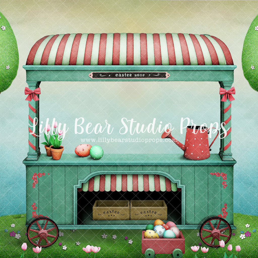 Easter Cart by Lilly Bear Studio Props sold by Lilly Bear Studio Props, blue floral - blue flower - blue flowers - brig