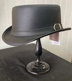 Bromley Black leather hat with Carriage band - Gemini's Eclectic Emporium