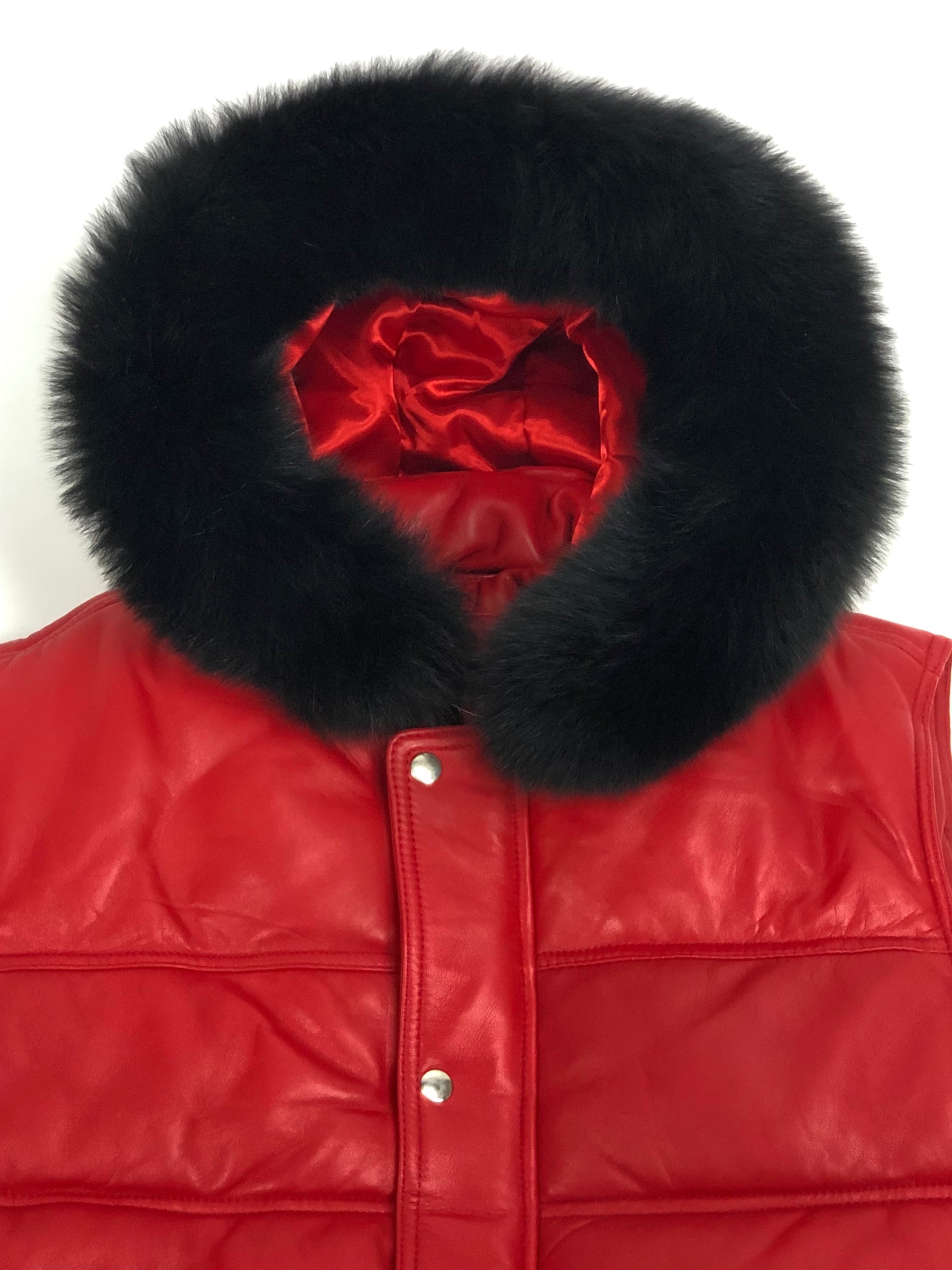 Men's Leather Bubble Vest With Premium Fox Fur Hood – LeatherKloset