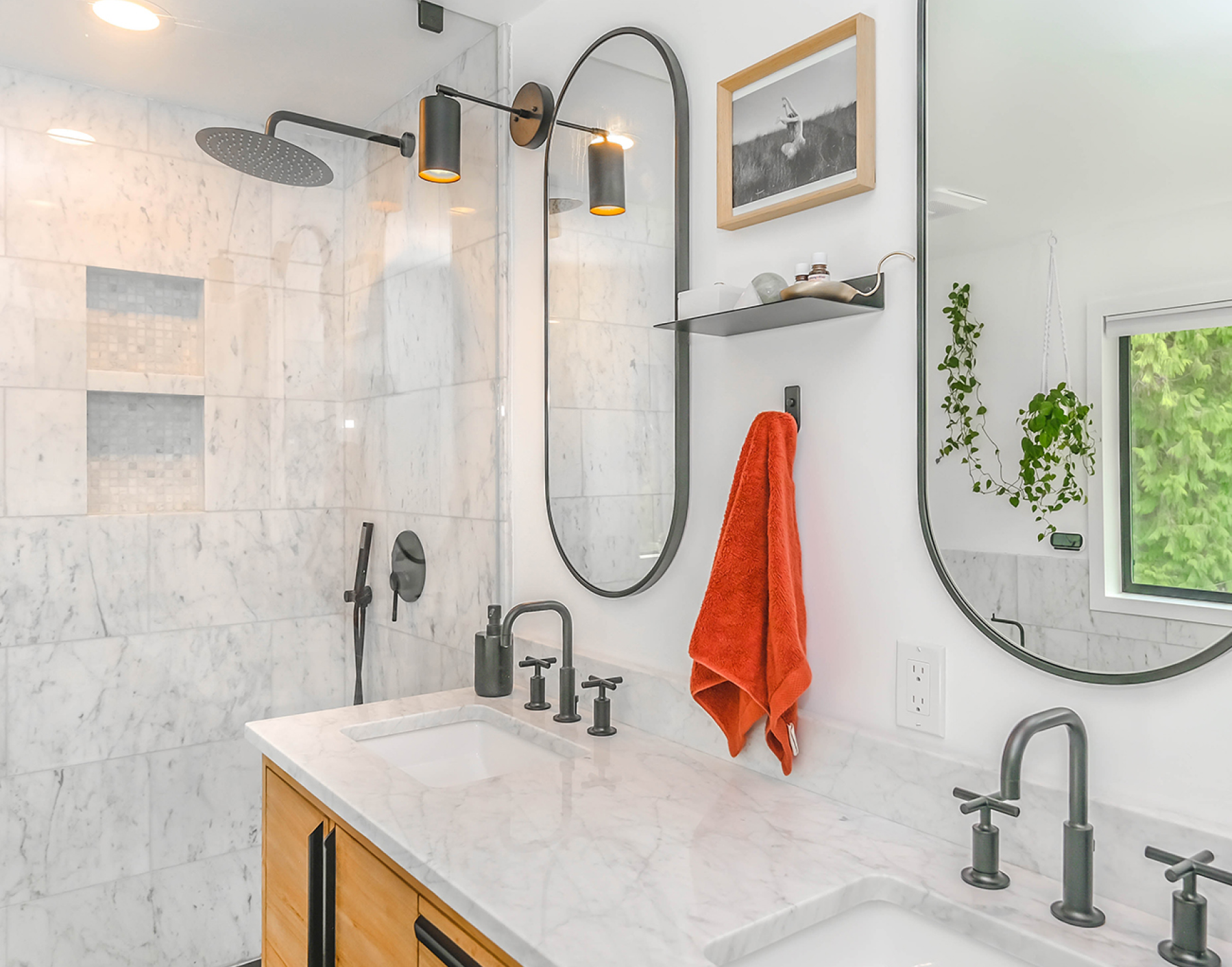 bathroom with marble tiles